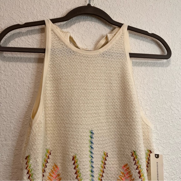 Anthropologie Anthro Embroidered Sleeveless Tie Back Tank Top Boho Blouse Size M - Picture 2 of 12